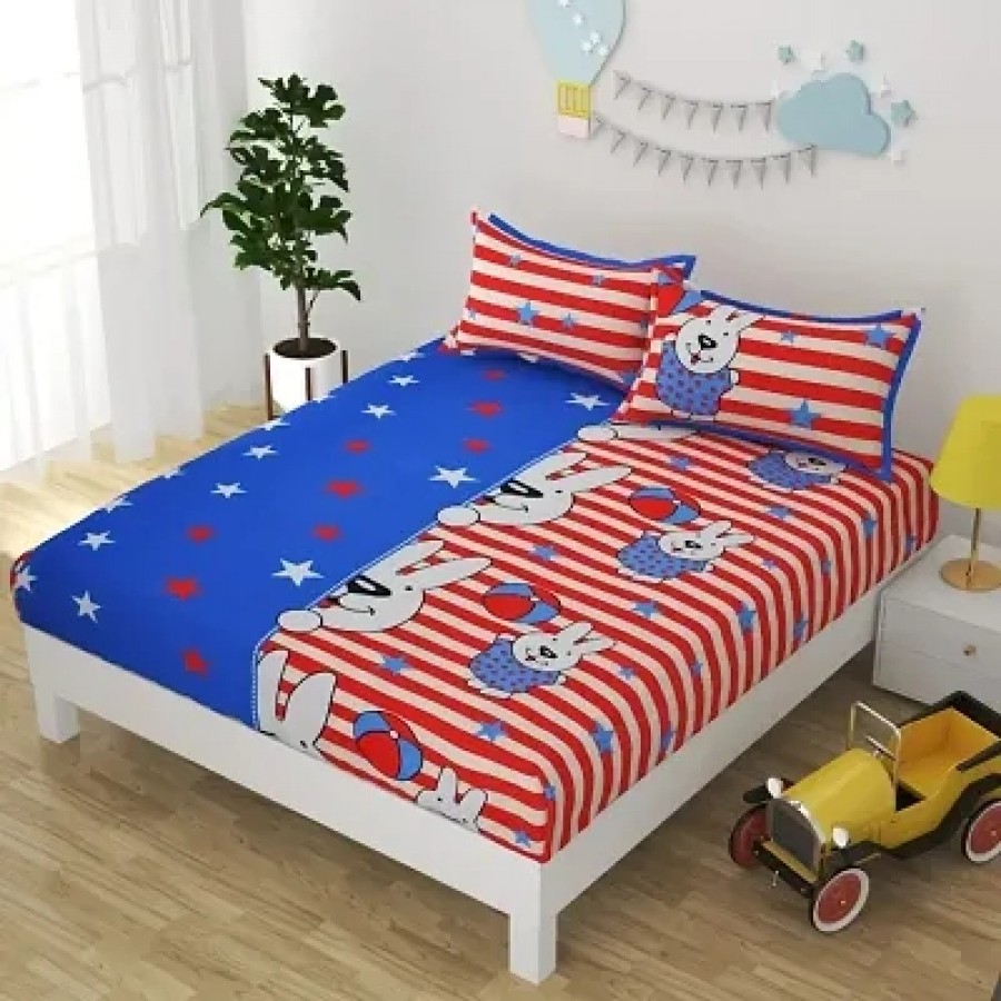 Glace Cotton Bedsheet with 2 Pillowcover