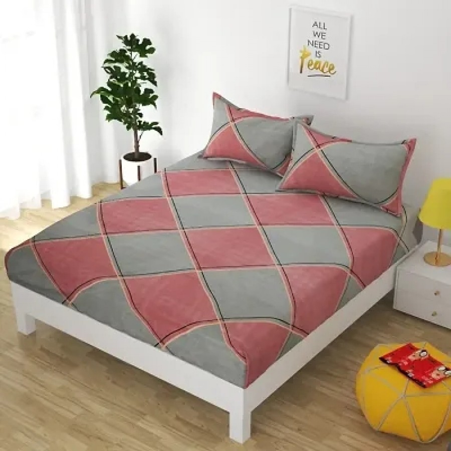 Glace Cotton Bedsheet with 2 Pillowcover