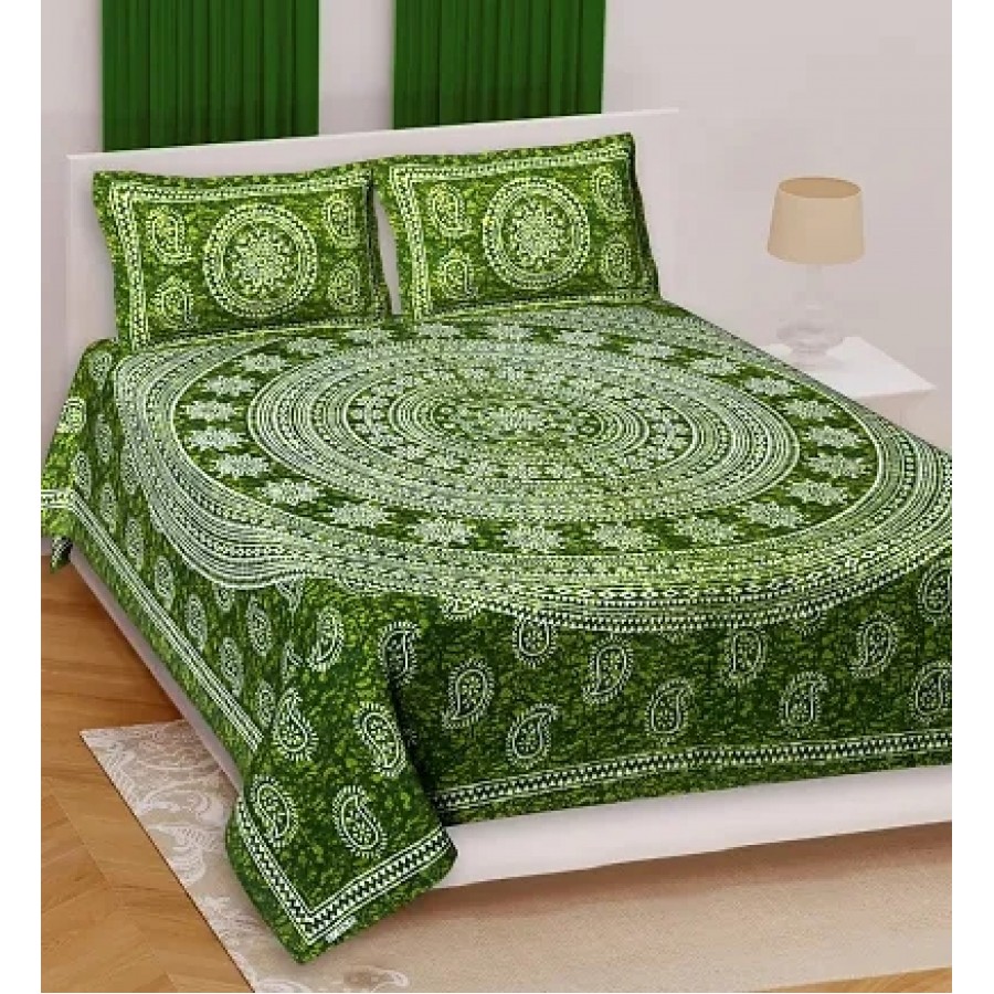 Jaipuri Sanganeri Rajasthani Cotton Beautiful Double Bedsheet With 2 Pillow Covers