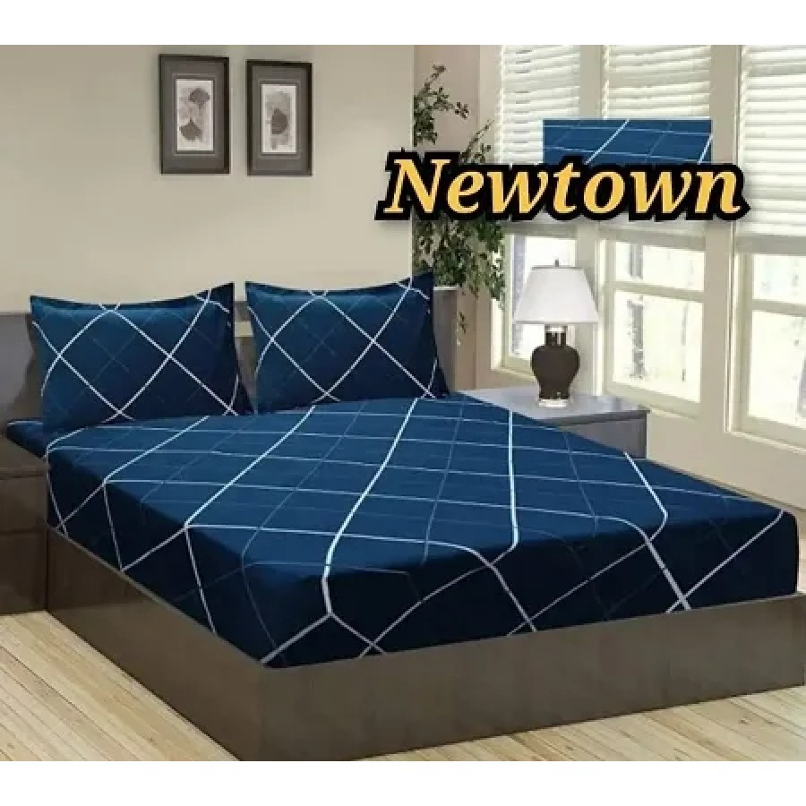 New Town All Around 1 Attractive Fitted Bedsheet with 2 Pillow Covers