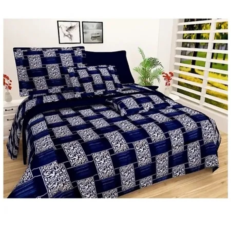 Polycotton 1 Double Bedsheet With Two Pillow Covers