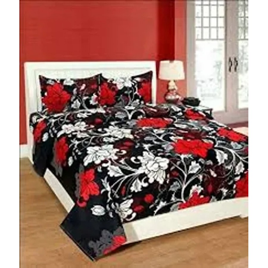 Polycotton Double Bedsheet With 2 Pillow Cover