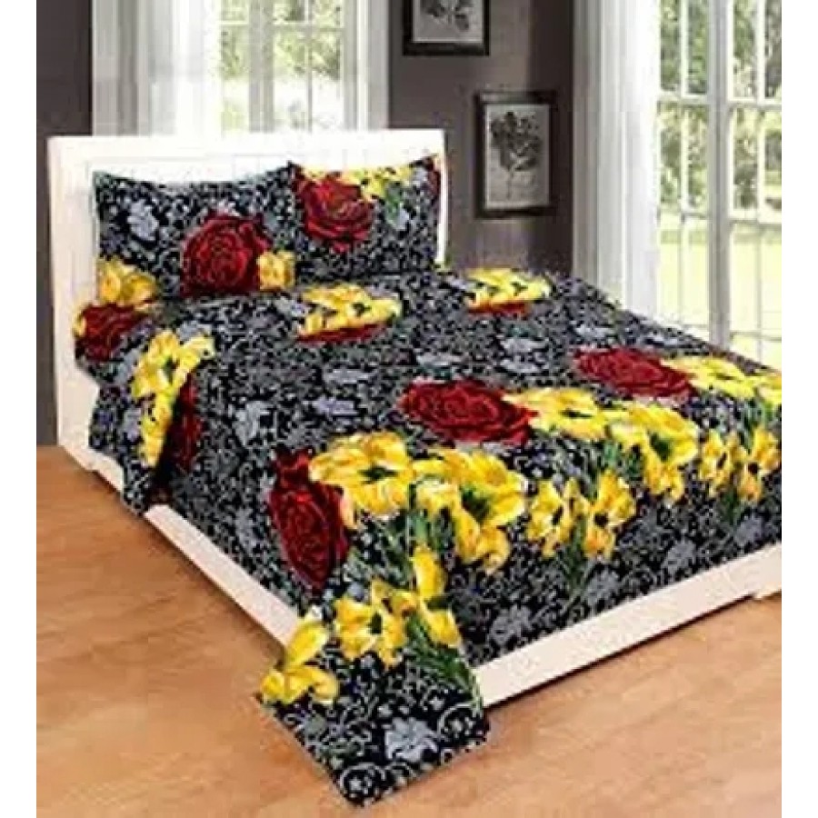 Polycotton Double Bedsheet With 2 Pillow Cover