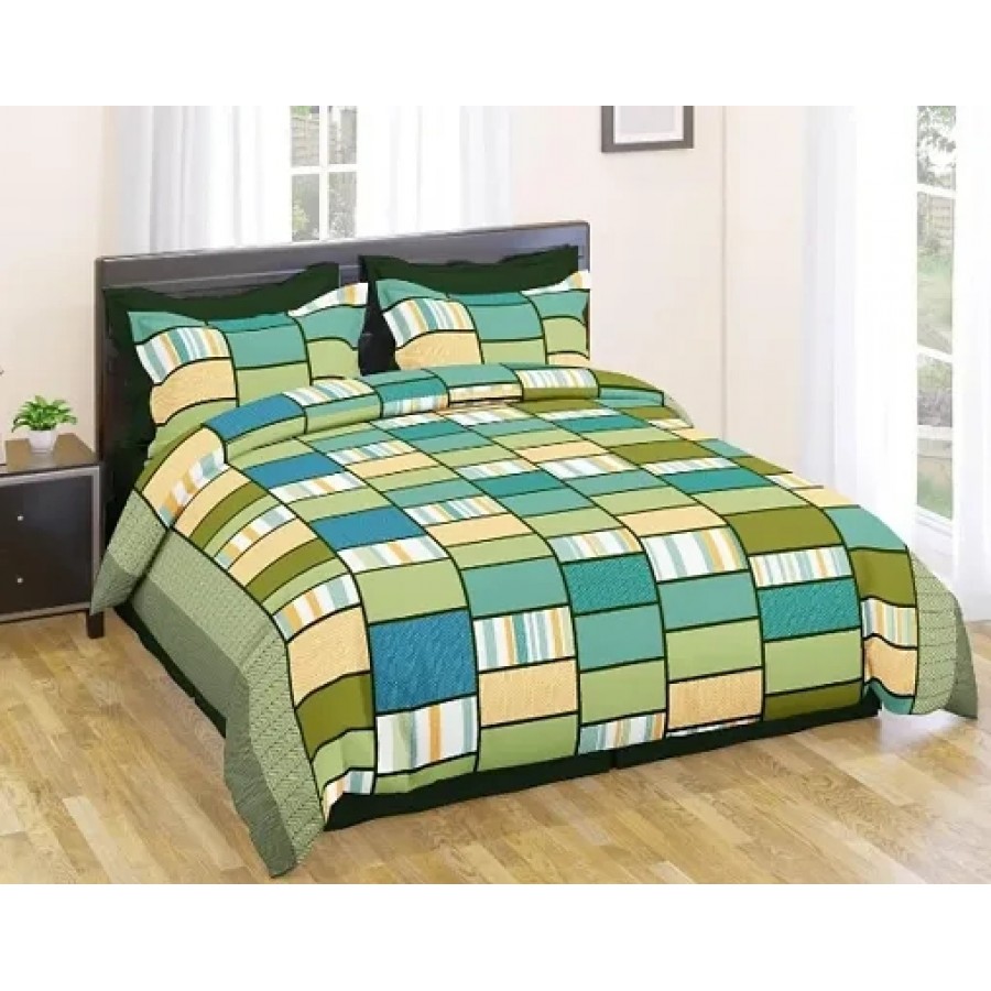 Polycotton Double Bedsheet With Two Pillow Covers