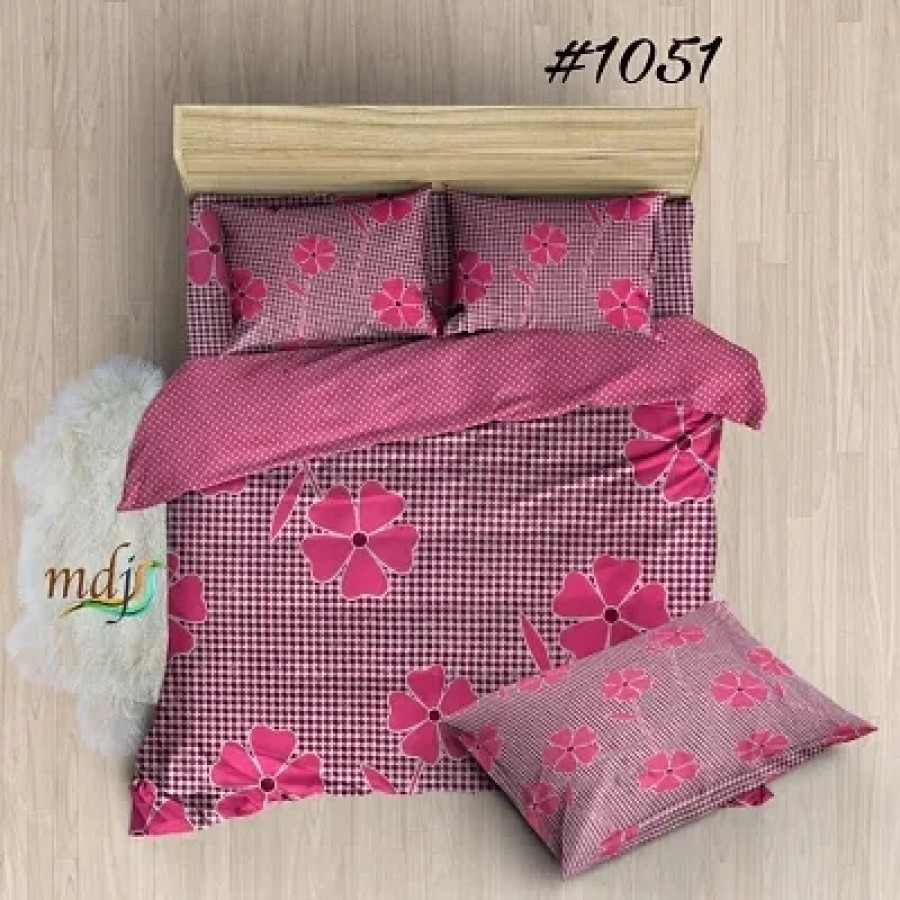 Polycotton Double Bedsheet With Two Pillow Covers