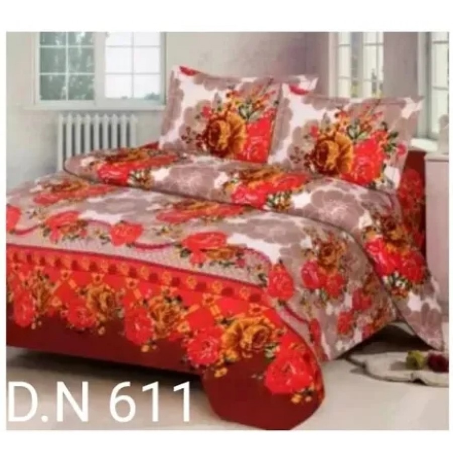 Polycotton Double Bedsheet With Two Pillow Covers