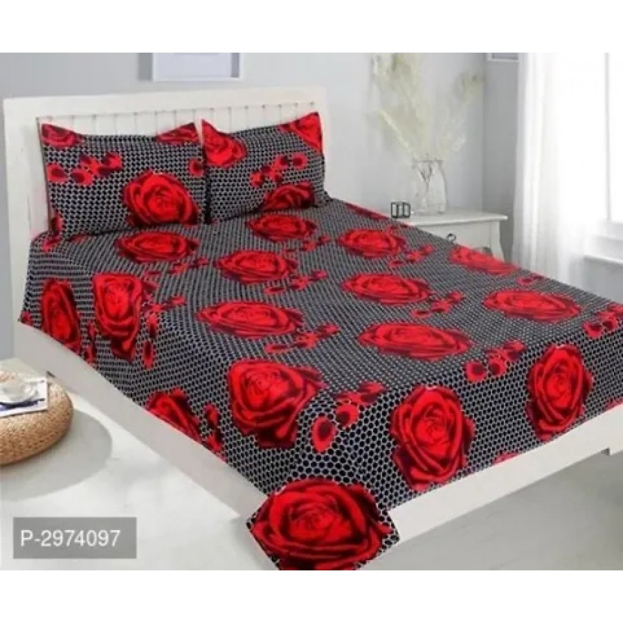 Polycotton Double Bedsheet With Two Pillow Covers