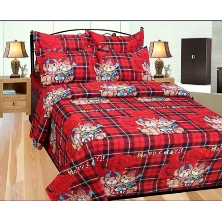 Polycotton Double Bedsheet With Two Pillow Covers