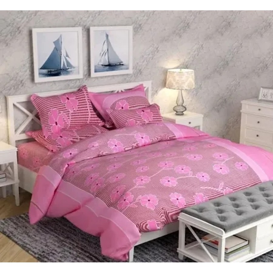 Polycotton Double Bedsheet With Two Pillow Covers