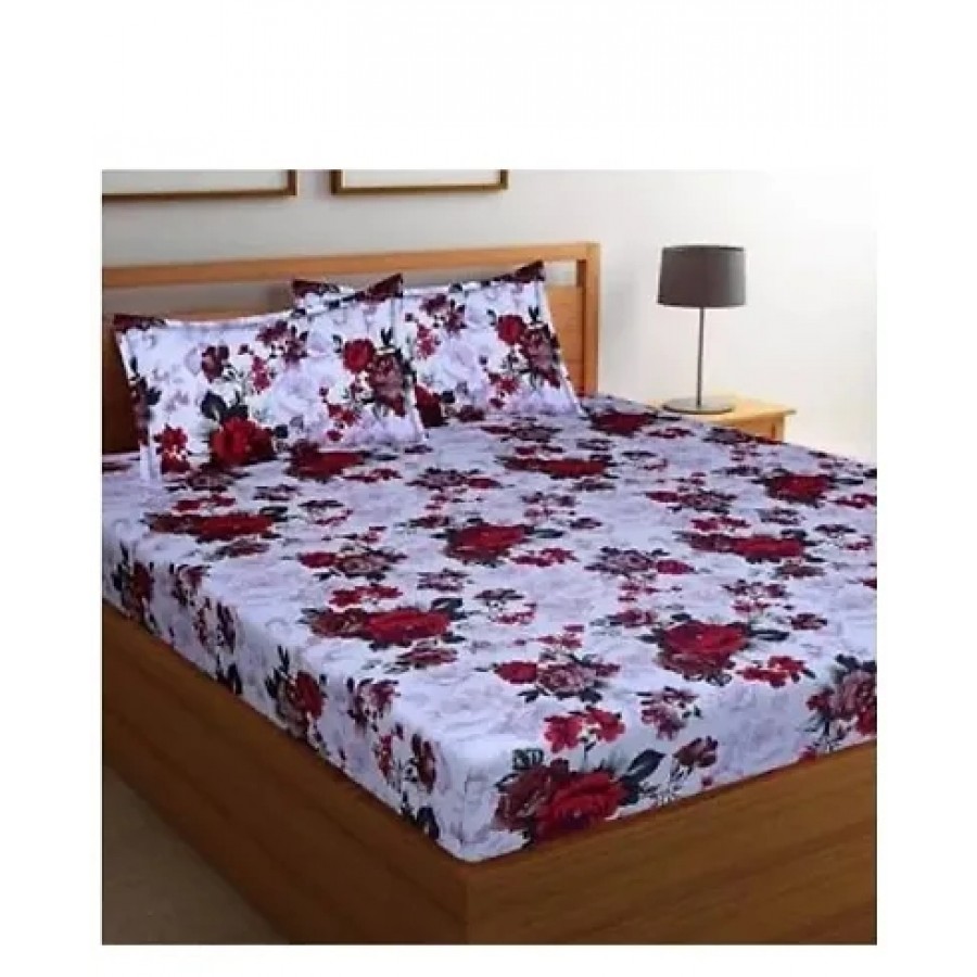 Polycotton Double Bedsheet With Two Pillow Covers