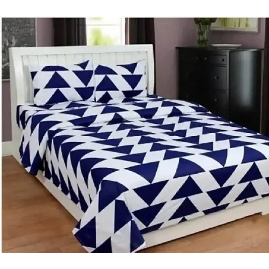 Polyester 3D Printed Double Bed Sheet With Pillow Covers