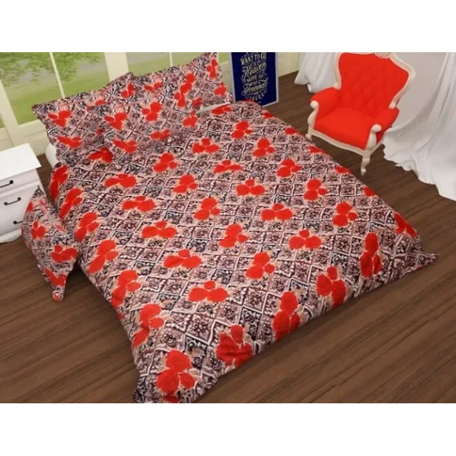 Premium Polycotton Floral Printed Bedsheet With 2 Pillow Covers