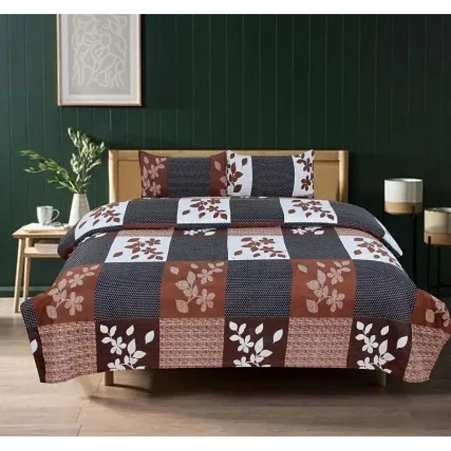 Premium Polycotton Multicoloured Floral Print Bedsheet With 2 Pillow Covers