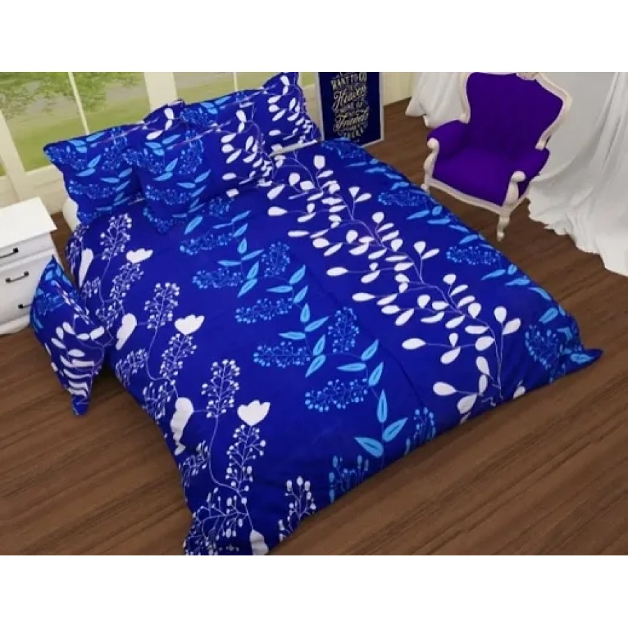 Printed Polycotton Double Bedsheet with two Pillow Covers