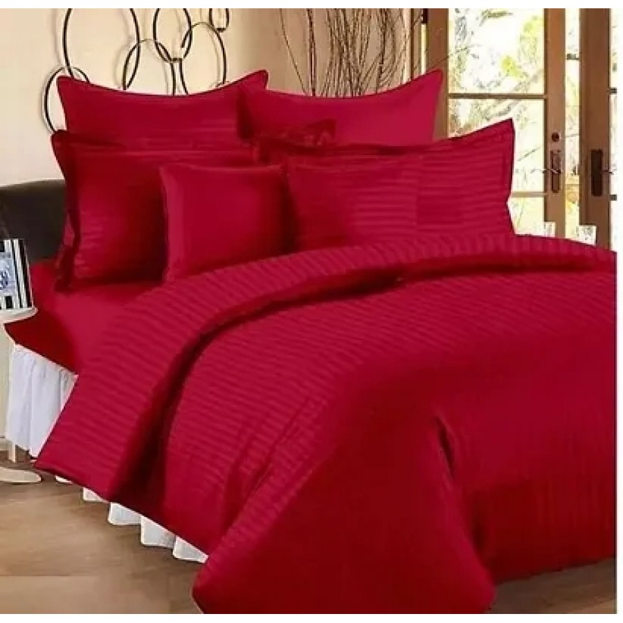 Stunning High Quality 400TC Cotton Strip Stain Double Bedsheet With 2 Pillow Cover