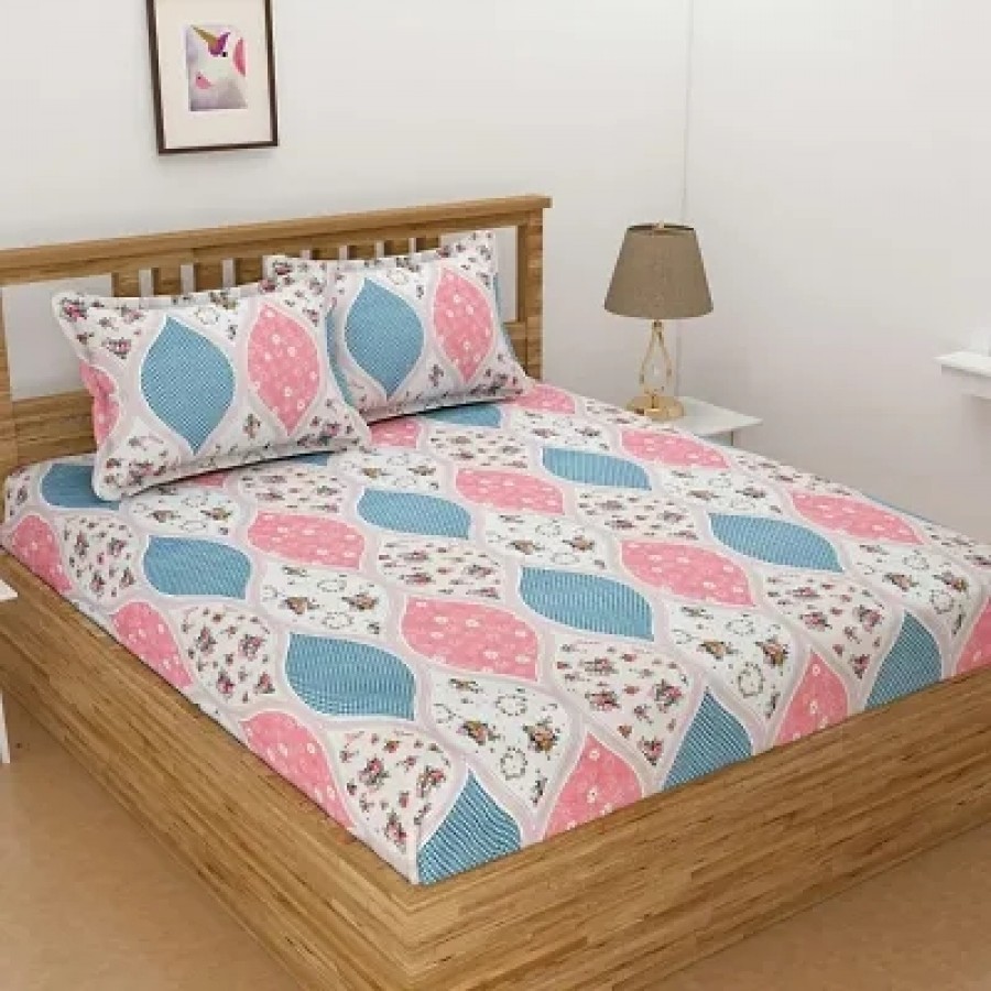 Stylish Cotton Blend 3D Printed Double Bedsheet