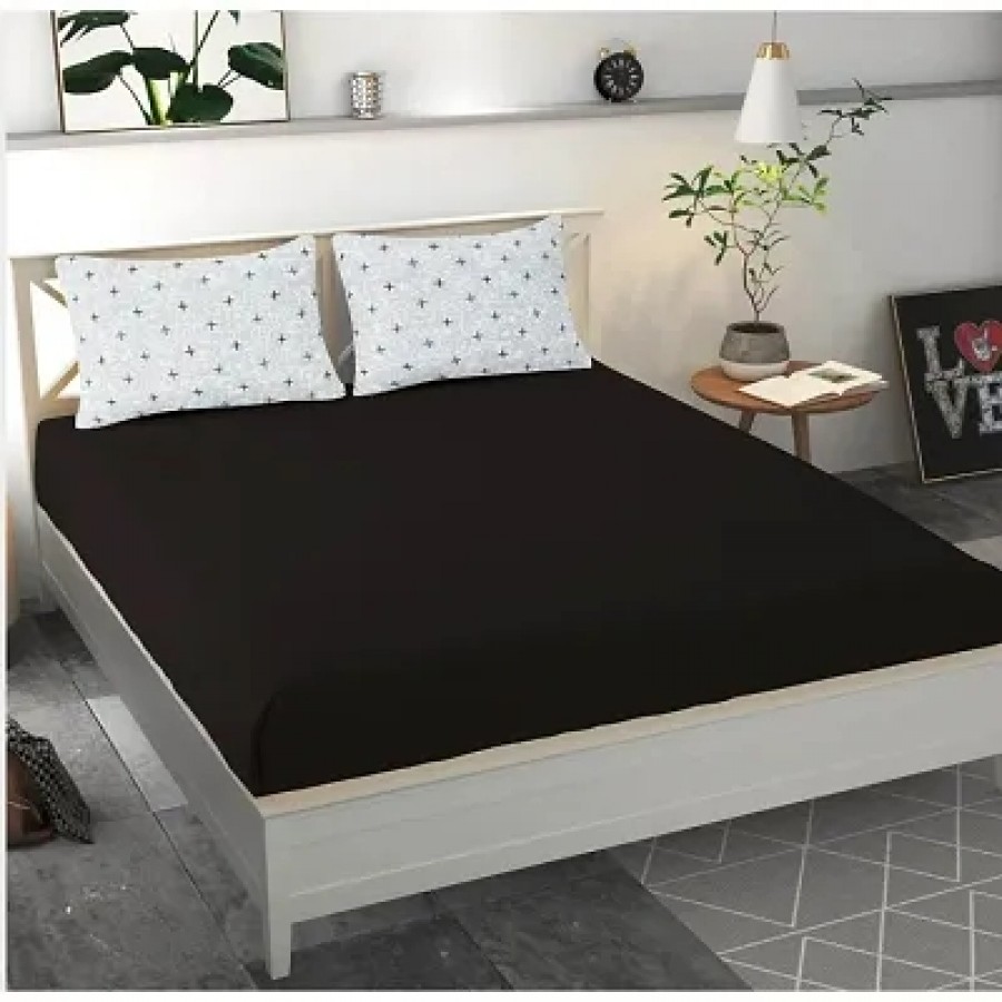 Stylish Cotton Blend Solid Double Bedsheet