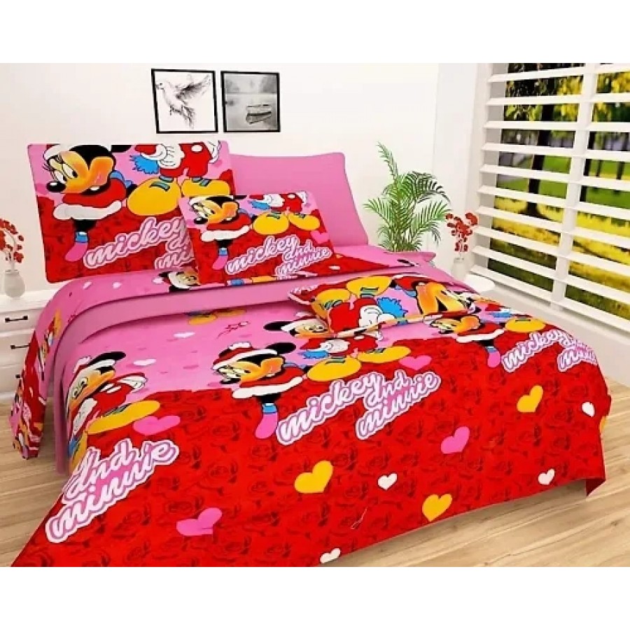 Stylish Fancy 3D Printed Polycotton Double Bedsheet With 2 Pillow Covers