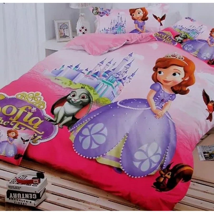 Stylish Fancy Glace Cotton Cartoon Characters Multicoloured Double Bedsheet