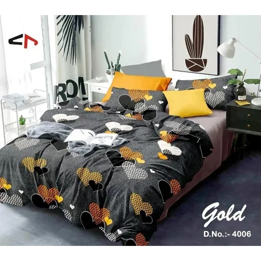 Stylish Fancy Glace Cotton Printed Double Bedsheet With 2 Pillow Covers