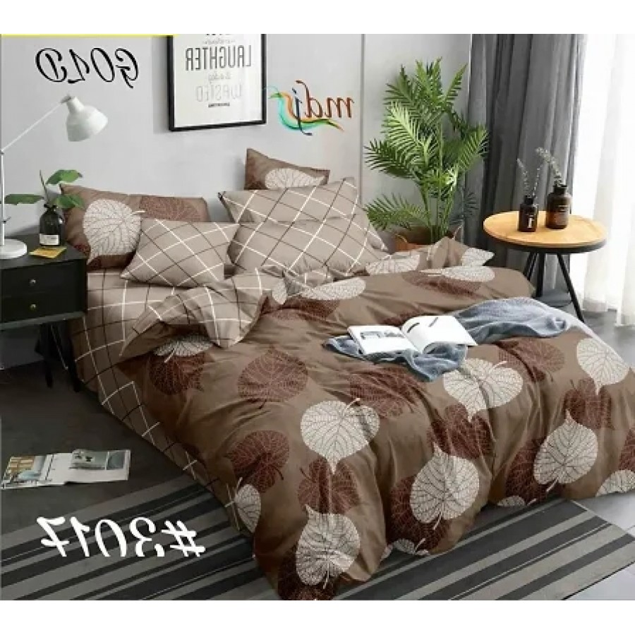 Stylish Fancy Glace Cotton Printed Double Bedsheet With 2 Pillow Covers