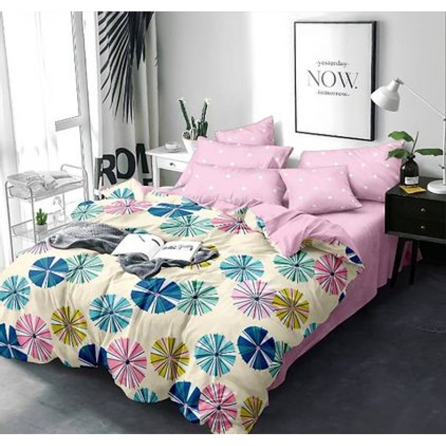 Stylish Glace Cotton Bedsheet With 2 Pillow Covers