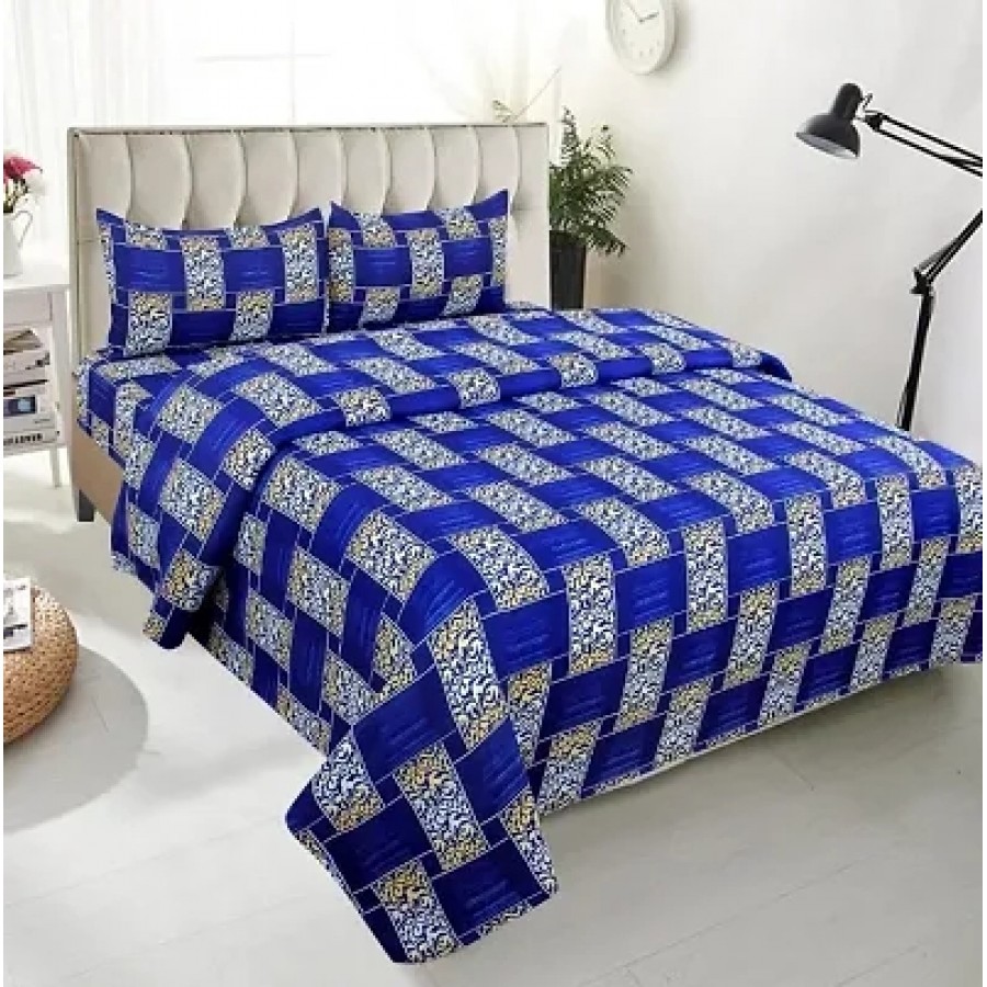 Stylish Polycotton Double Bedsheet with Pillow Covers