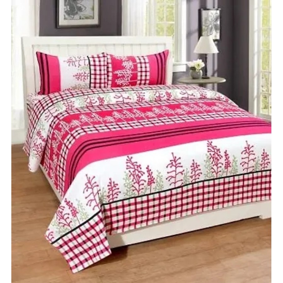 Stylish Polyester Double Bedsheet with Two Pillow Covers