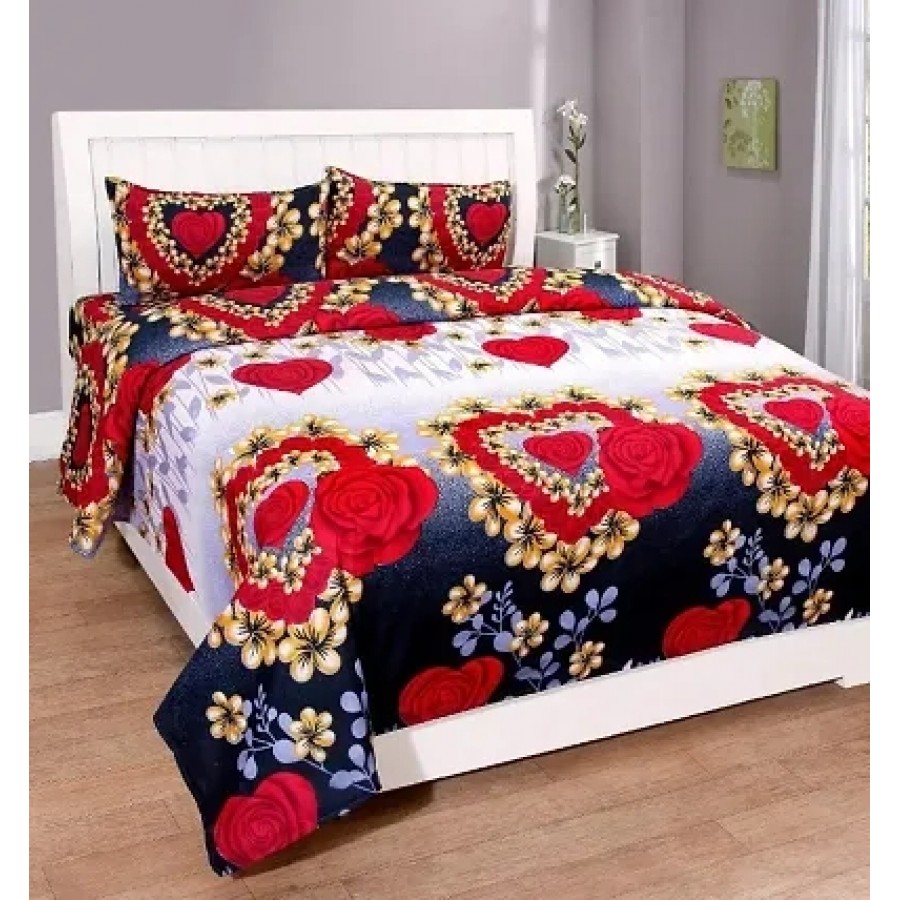 Trendy Attractive Microfiber 1 Bedsheet + 2 Pillowcovers