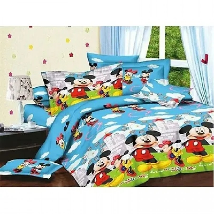 Trendy Attractive Microfiber Double 1 Bedsheet 2 Pillow Covers