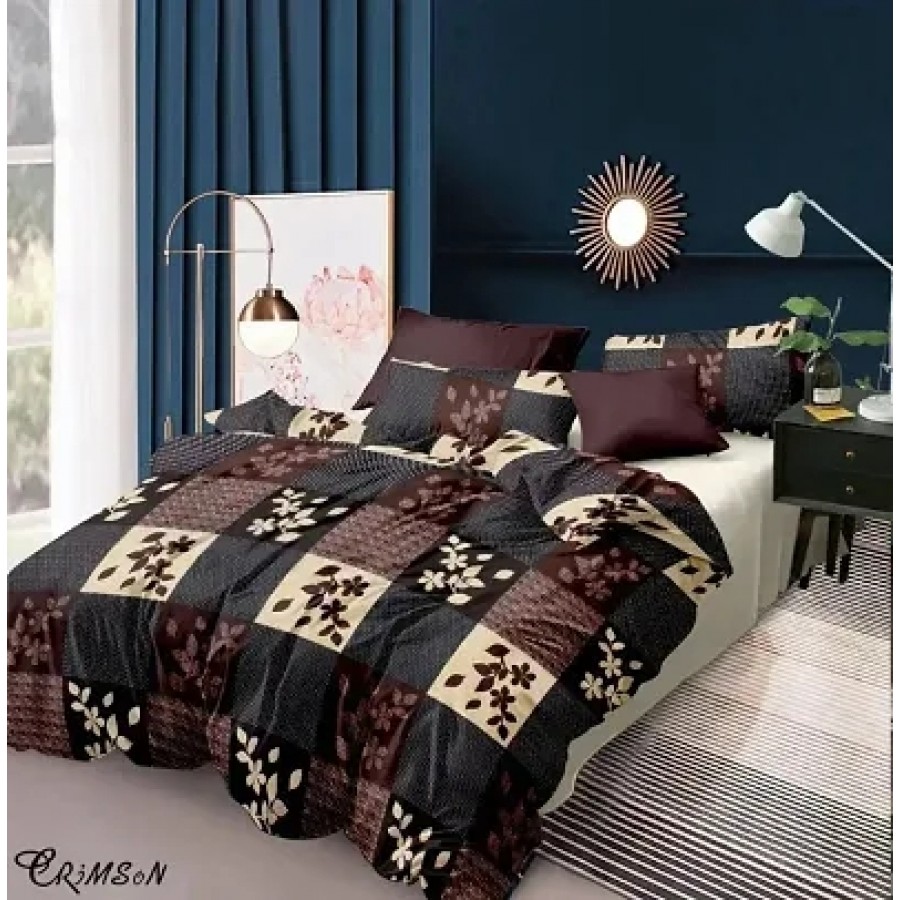 Trendy Attractive Microfiber Double 1 Bedsheet + 2 Pillowcovers