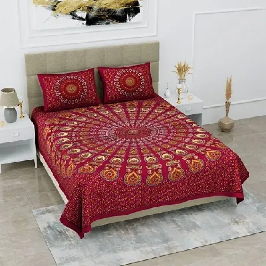 Trendy Cotton Double BedSheet With 2 Pillow Cover