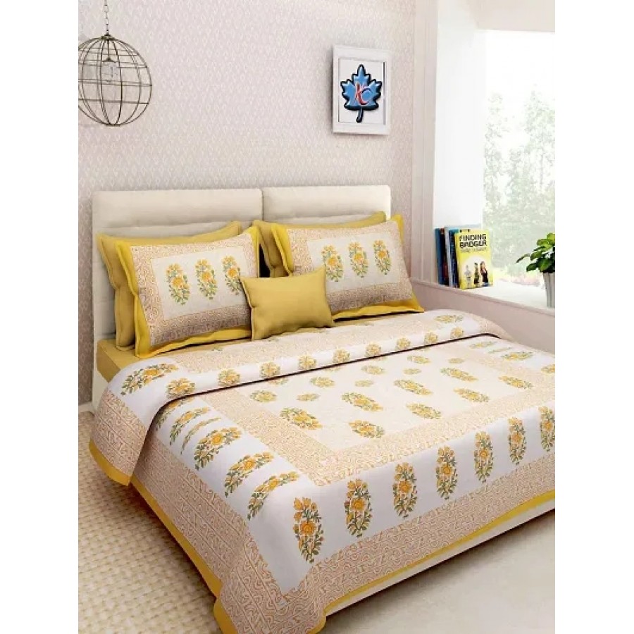 Trendy Cotton Double Bedsheet With 2 Pillow Cover