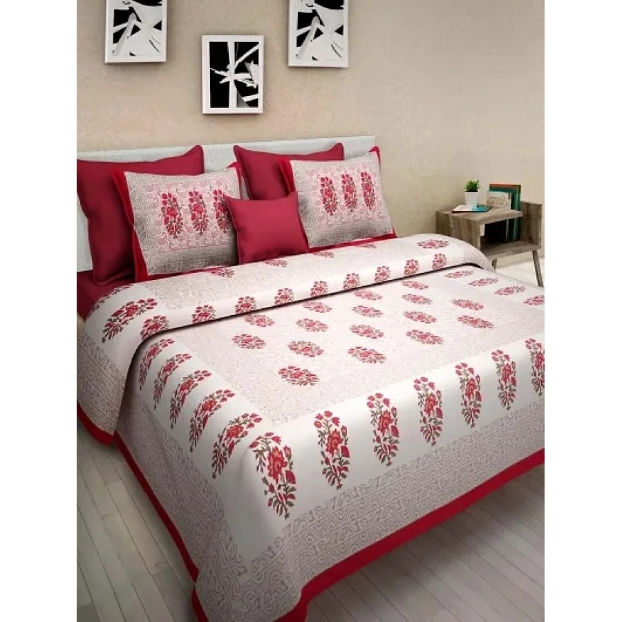 Trendy Cotton Double Bedsheet With 2 Pillow Cover