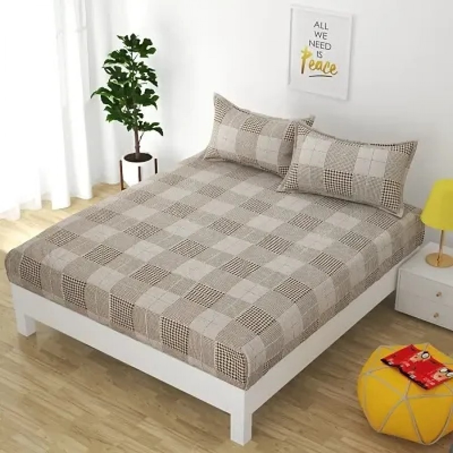 Trendy Glace Cotton Bedsheet with 2 Pillowcover