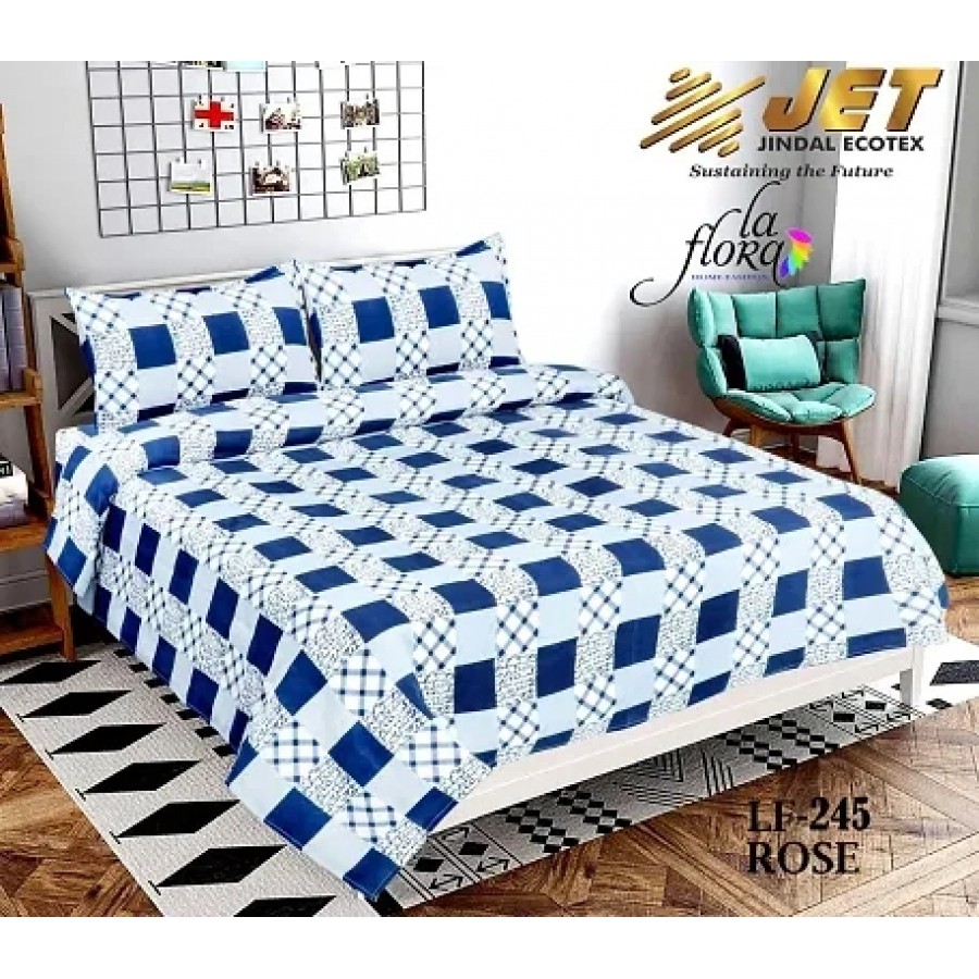 polycotton double  bedsheet with two pillow covers