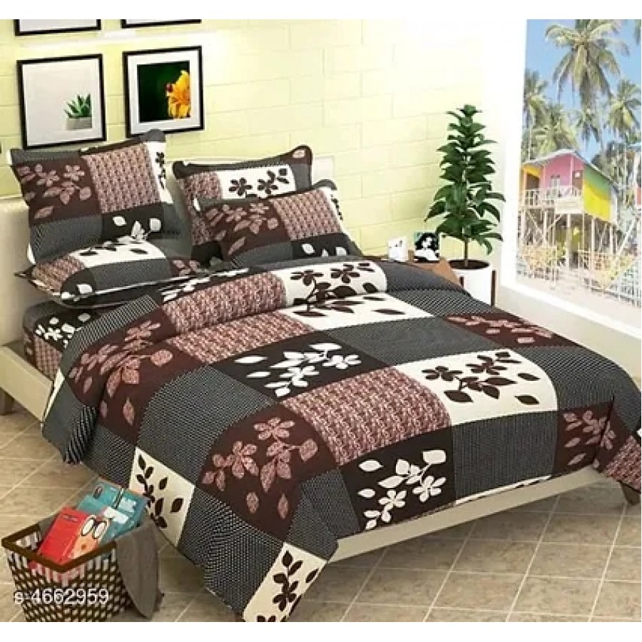 polycotton double  bedsheet with two pillow covers