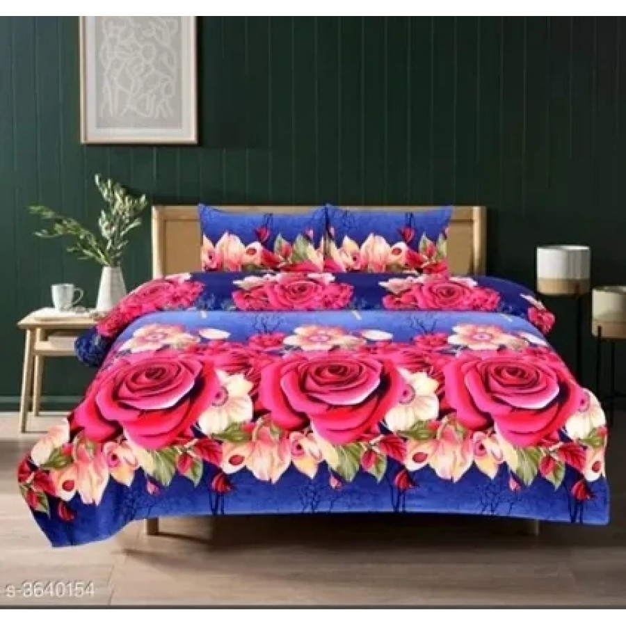 polycotton double  bedsheet with two pillow covers