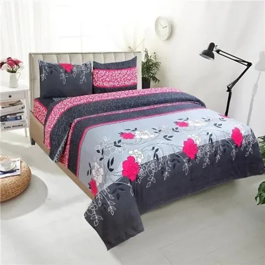 polycotton double  bedsheet with two pillow covers