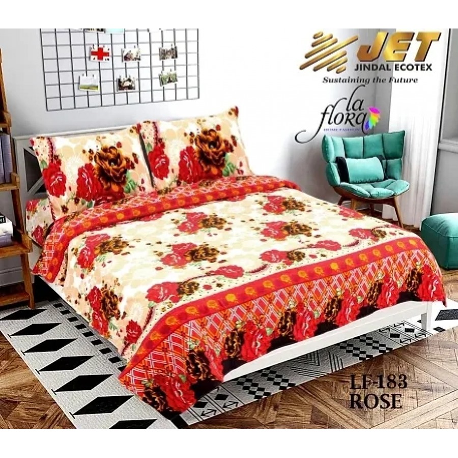 polycotton double  bedsheet with two pillow covers