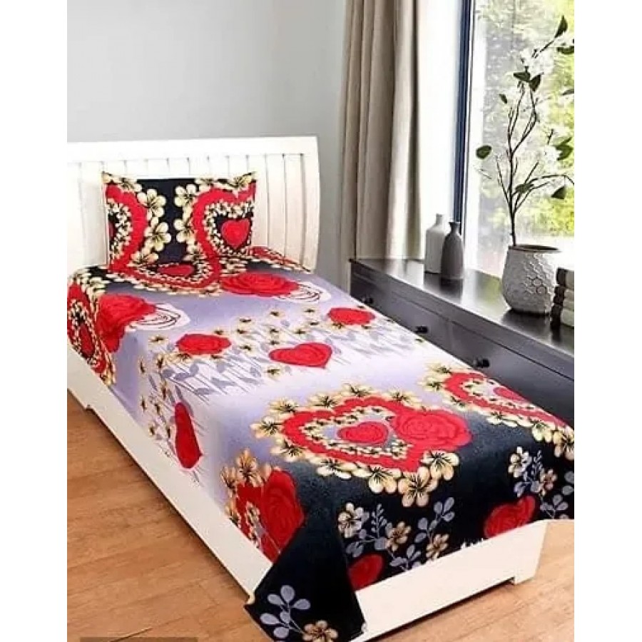 Beautiful Multicoloured  Polycotton Single Bedsheet With 1 Pillow Cover