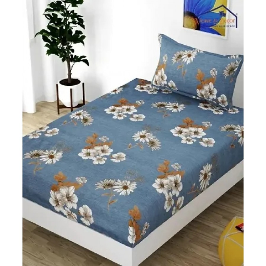 Classic Glace Cotton Single Bedsheet with Pillow Cover