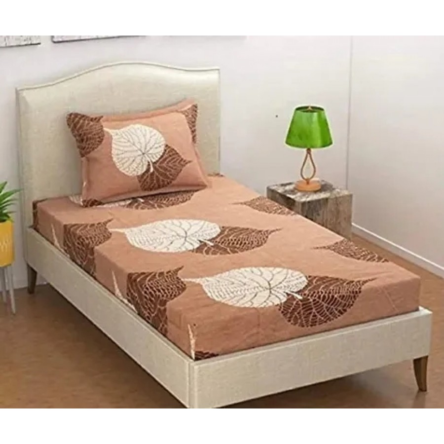 Classic Glace Cotton Single Bedsheet with Pillow Covers