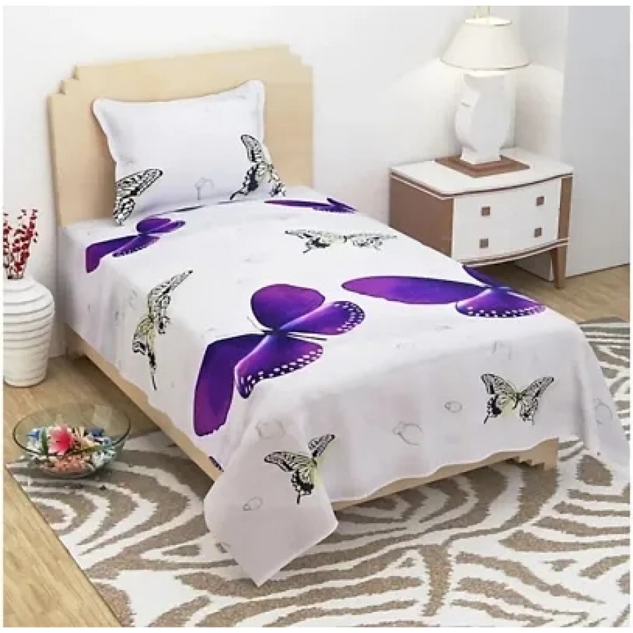 Classic Polycotton Printed Single Bedsheet With Pillow Covers