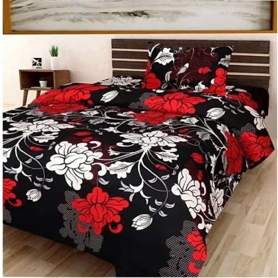 Classic Polycotton Printed Single Bedsheet With Pillow Covers