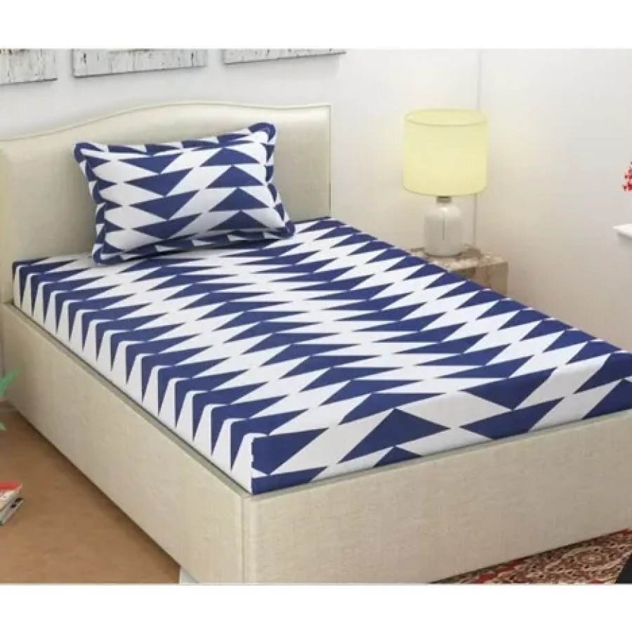 Classic Polycotton Printed Single Bedsheet With Pillow Covers