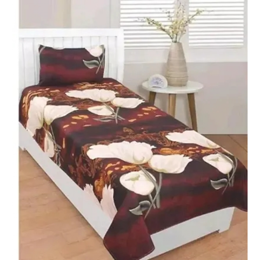 Comfortable Cotton Single Bedsheet With One Pillow Cover