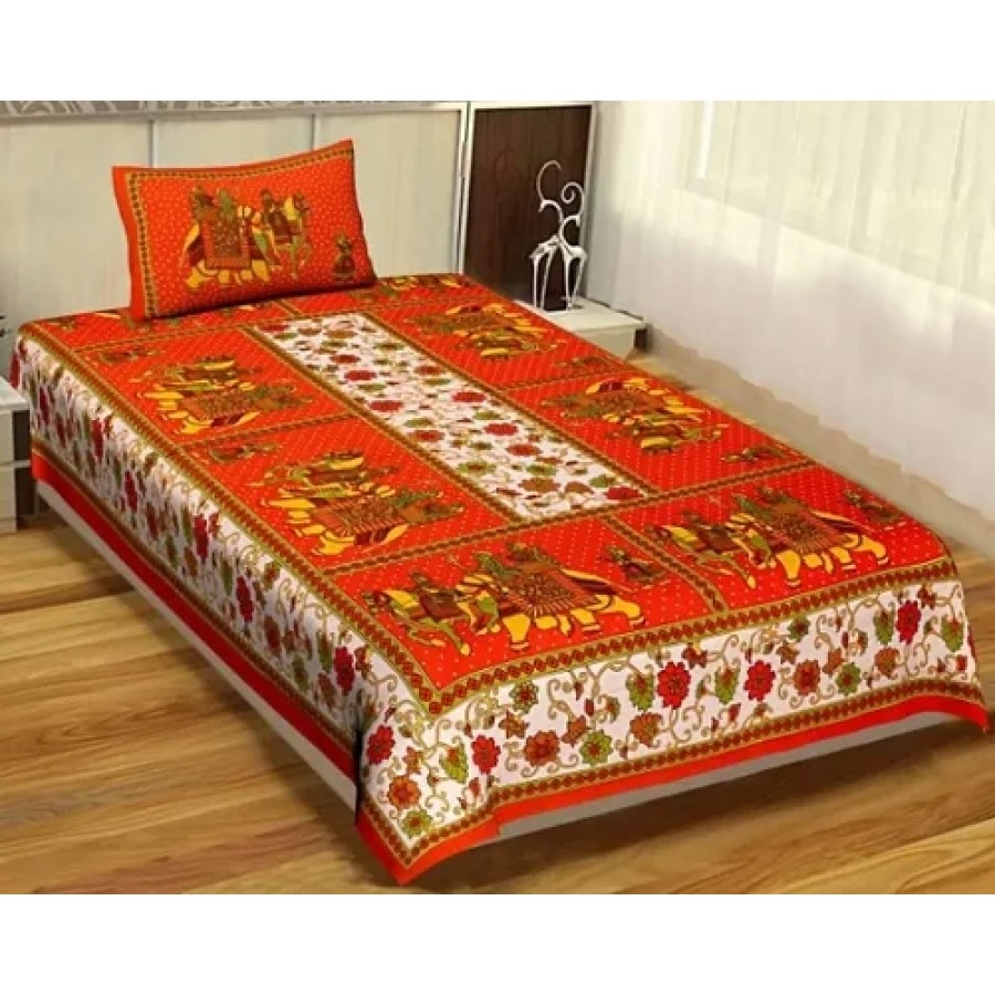 Cotton Printed Bedsheet With 1 Pillow Covers