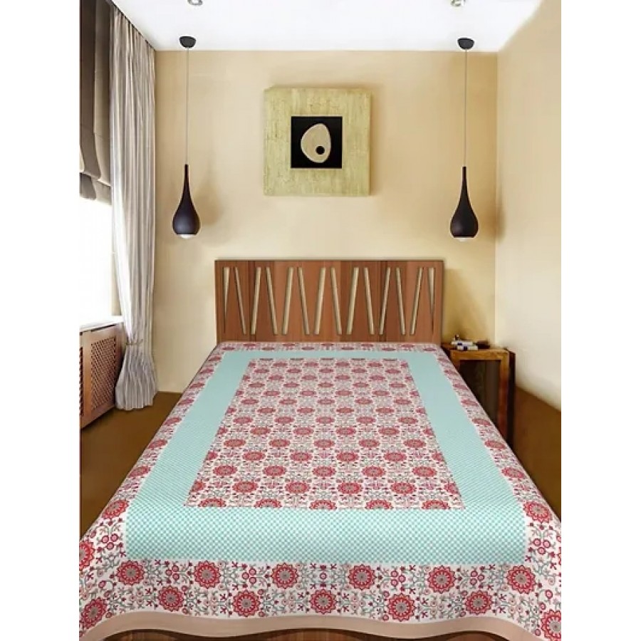 Designer Brown Cotton Printed Single Bedsheet