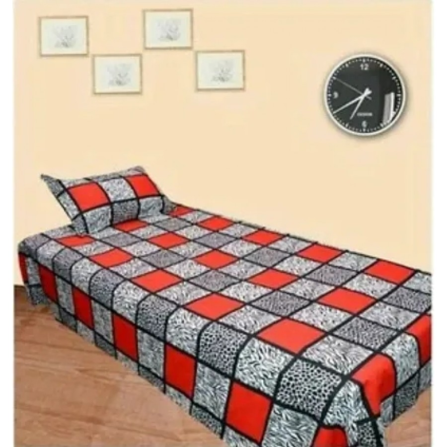 Elegant Cotton Single Bedsheet With 1 Pillow Cover